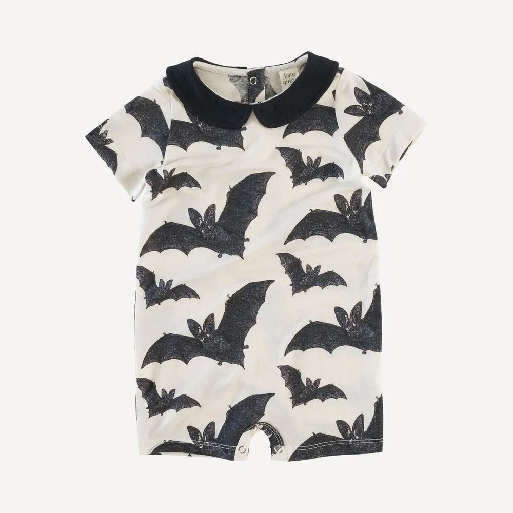 Kate Quinn Short Sleeve Peter Pan Shortie Black Bats Size 12-18 Months Modal